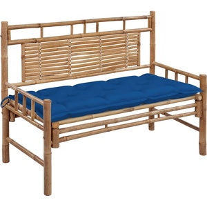 vidaXL Градинска пейка с възглавница, 120 см, бамбук (3063901)