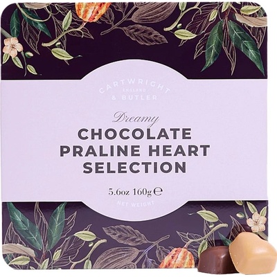 Cartwright & Butler Chocolate Praline Heart Selection Čokoládové pralinky v plechové dóze 160 g