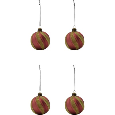 House Doctor Skleněné ozdoby Swirl Rouge – set 4 ks