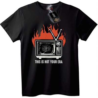 NOONEBRAND Тениска Горящ ТВ: Не Твоята Ера - 2XL, White