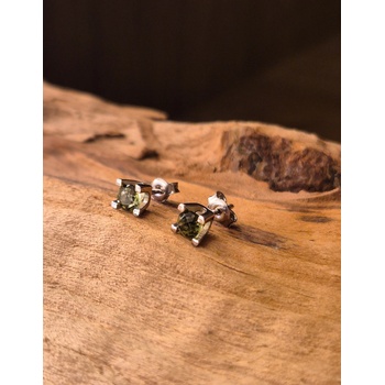 Vltavín Moldavite Stříbrné náušnice s vltavíny P2000372860002 B