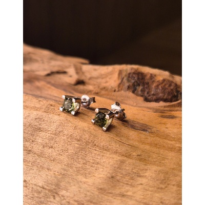 Vltavín Moldavite Stříbrné náušnice s vltavíny P2000372860002 B