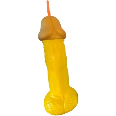 Бутилка със сламка във формата на пенис - Plastic Penis Bottle Yellow (D-241822)