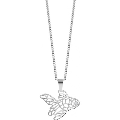 Preciosa Štýlový oceľový náhrdelník origami fish s kubickou zirkóniou 7441 00