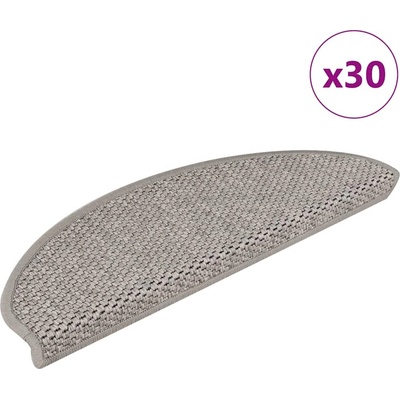 vidaXL Самозалепващи стелки за стълби вид сизал 30бр 65x21x4 см сребро (3365871)