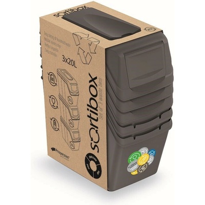 Prosperplast SORTIBOX Odpadkový kôš 3 x 20 l šedý kameň