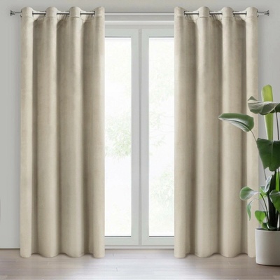Design 91 ZATEMŇOVACÍ ZÁVĚS NA KROUŽCÍCH ROSA 140X250 CM SVĚTLEBÉŽOVÁ