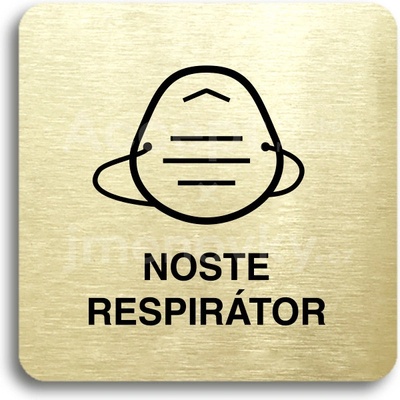 ACCEPT Piktogram noste respirátor IV - zlatá tabulka - černý tisk bez rámečku