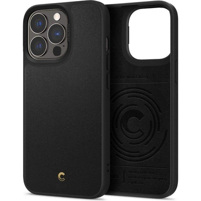 Spigen Cyrill Leather Brick Case - дизайнерски кожен кейс за iPhone 13 Pro (черен)