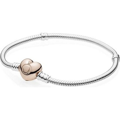 PANDORA Náramok Moments Pozlátený so zapínaním v tvare srdca 17 cm 580719-17