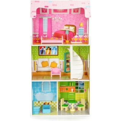 Eco Toys Drevený domček pre bábiky Rezidencia mätová