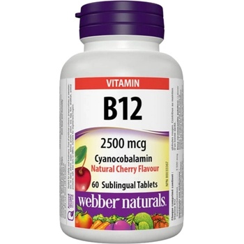 Webber Naturals Vitamin B12 2500 mcg | Cyanocobalamin [60 Подезични таблетки ]