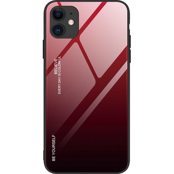 HQWear Калъф за телефон Gradient Glass Durable Cover за iPhone 12 Mini, черен/червен (9111201911239)