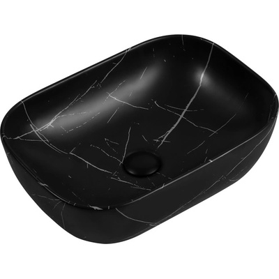 Inter Ceramic Мивка за баня 887MB MARBLE, Inter Ceramic, монтаж върху плот, порцелан, черен мат, 33х13.5х46см (887MB MARBLE)