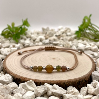 Certom Provázkový náramek s indickým achátem, tygřím okem a stříbrnými komponenty 0095