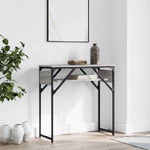 vidaXL Конзолна маса с рафт, сив сонома, 75x30x75 см, инженерно дърво (837800)
