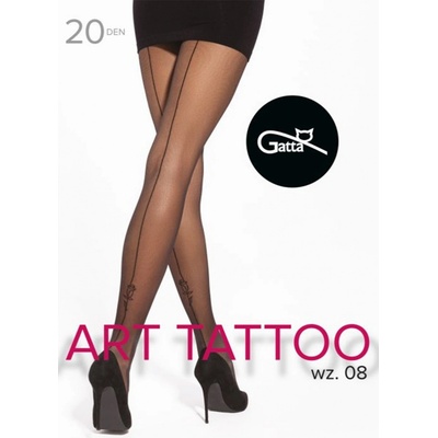 Gatta Silonkové punčocháče Tattoo 08 20 DEN Černá