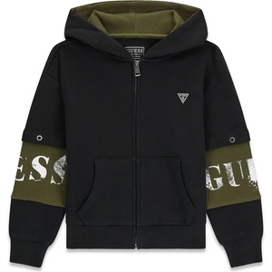GUESS Детски памучен суитшърт guess с цип и качулка в два цвята