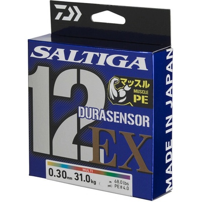Daiwa Pletená Šnůra Saltiga Durasensor 12 Braid EX+Si3 Multi-Color 300m 300m, 31kg 0,30mm