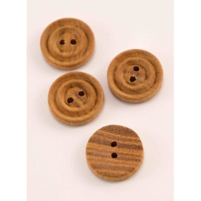 Dierkový drevený gombík - s kružnicou - béžová - priemer 1,6 cm