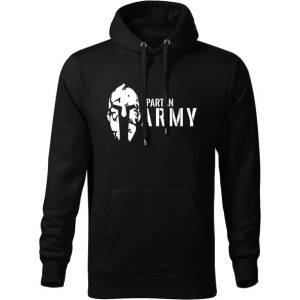 DRAGOWA мъжки суитшърт с качулка Spartan Army, черен, 320г/м2 (5683)