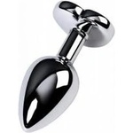 Metal by TOYFA Silver anal plug with purple gem heart-shaped