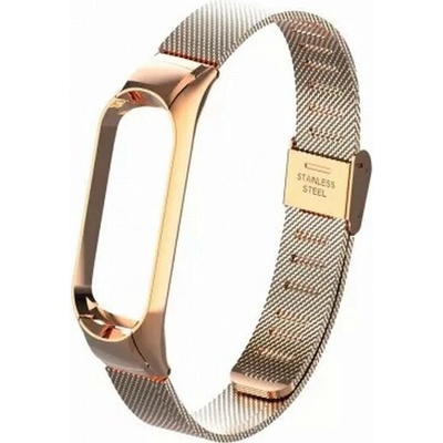 Deveroux Ocelový milánský řemínek pro MiBand 3/4, easy click - Růžově zlatý DEV0004