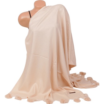 Кашмирен шал в бежово с ефектни пухчета