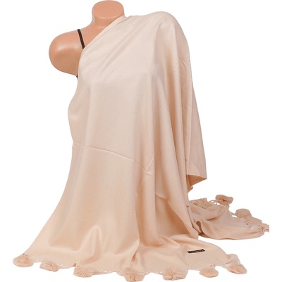 Кашмирен шал в бежово с ефектни пухчета