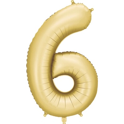 Party Deco Balón Číslo 6 Zlatý 86 cm