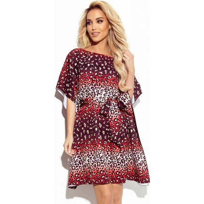 NUMOCO 287-21 Sofia Butterfly dress with a binding at the waist leopard print