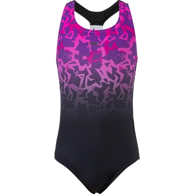 Slazenger Детски бански костюм Slazenger Sport Back Swimsuit Junior Girls - Black/Pink