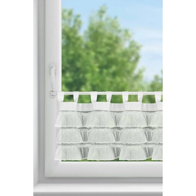 EUROFIRANY KRÁTKA ZÁCLONA NA PÚTKACH LILIA1 150X45 CM BIELA