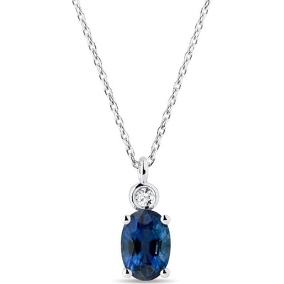 Klenota Náhrdelník so zafírom a bezel diamantom v bielom zlate N0490602