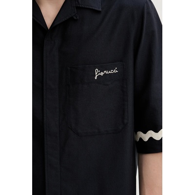 Fiorucci Памучна риза Fiorucci Wave Trim Logo Embroidered Bowling Shirt (M02SMTSS295CO01BL05)