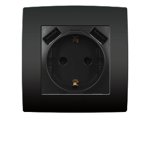 ELMARK City КОНТАКТ ШУКО С ВИНТОВА КЛЕМА+2 usb АНТРАЦИТ (193062)