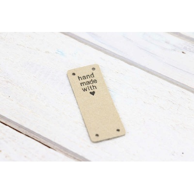 Pro Háčkování Hand Made koženková cedulka - přes okraj - se srdíčkem 20x50 mm béžová – Hledejceny.cz