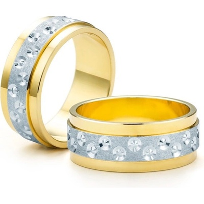 Savicki Snubní prsteny dvoubarevné zlato ploché SAVOBR149