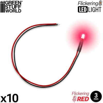 Green Stuff World LED dióda blikajúca červená 3mm 10 ks