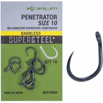 Korum Supersteel Penetrator Hooks Barbless vel.12 10 ks