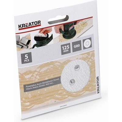 Kreator KRT230555 Súprava brúsnych papierov na farbu G80/125 mm, 5 ks
