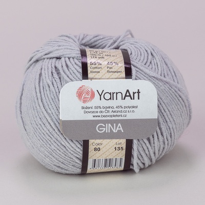 Pletací / háčkovací příze YarnArt GINA / JEANS 80 světle šedá, jednobarevná, 50g/160m – Zboží Dáma