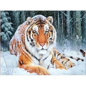 Norimpex - Puzzle Diamant painting: Tiger lying in the snow 30x40cm - 1 - 39 piese