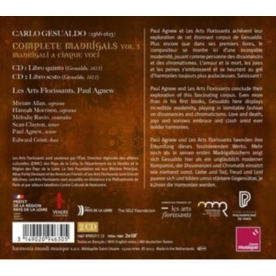 Carlo Gesualdo - Madrigali Libri Quinto and Sesto Paul Agnew Les Arts Florissants CD