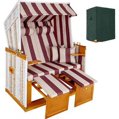 tectake 403908 plážový koš s polstrováním vč. ochranné plachty - červená/bílá