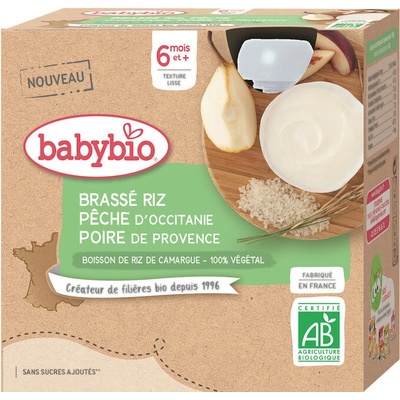 Babybio Ryžová kaša s broskyňou a hruškou 4 x 85 g
