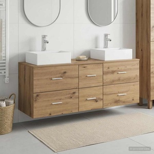 vidaXL Комплект шкафове за баня 3 бр. Дъб артизан 129 x 41 x 79, 5 см (3405850)