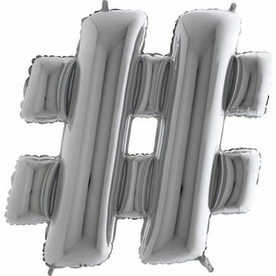 SMART Fóliový balónek hashtag # Znak stříbrný SILVER 102 cm