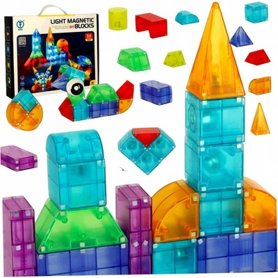 IKO 3D stavebné magnetické kocky – svietiace, 64 ks