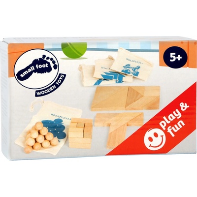 Small Foot Dřevěné hlavolamy set 4ks v pytlících